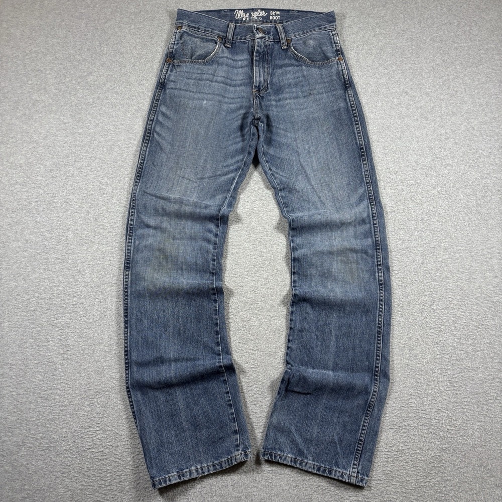 Wrangler Retro Slim Bootcut Jeans Mens 29x34 Blue Denim Western Workwear 77MWZSD